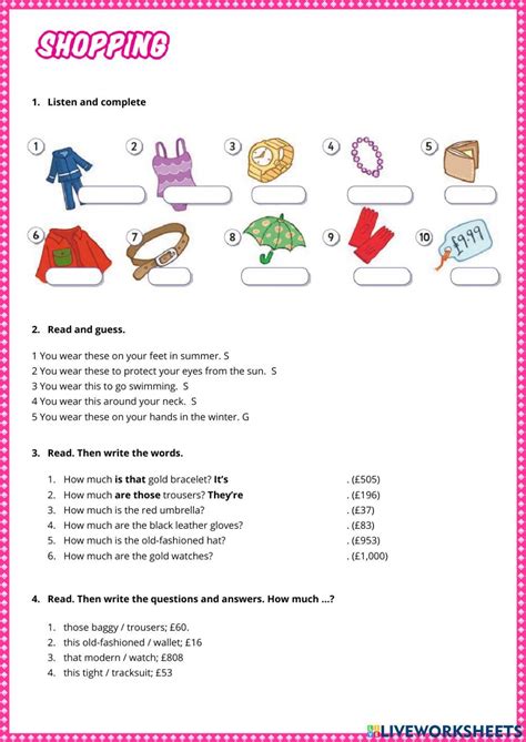 Shopping Interactive Activity For Primary You Can Do The Exercises Online Or Download The