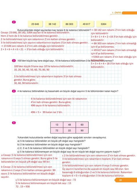 S N F Matematik Ders Kitab Ata Yay Nc L K Sayfa Cevaplar