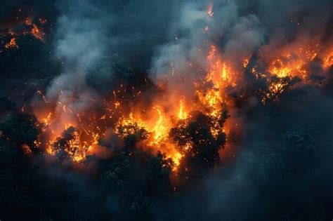 Premium Photo Forest Fire With Smoke And Flames Natural Disaster