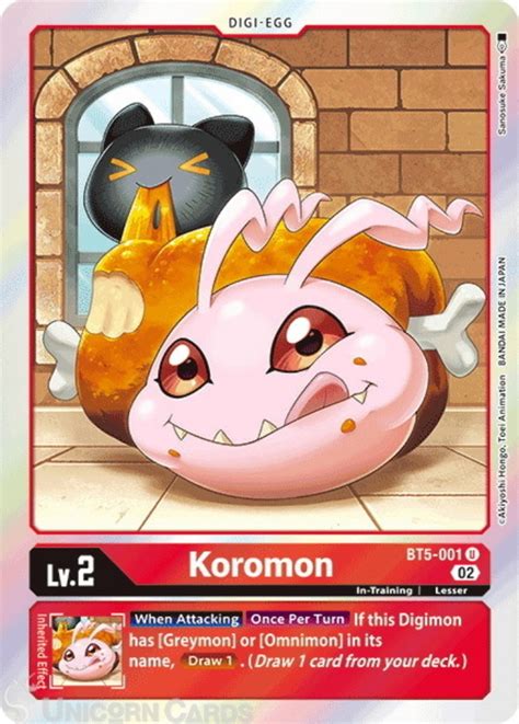 BT5 001 Koromon Uncommon Foil Digimon Card RB01 Resurgence