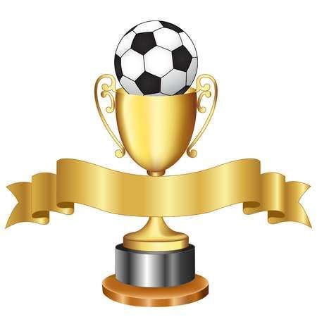 Isolated Ilustratin Of A Gold Trophy Cup With A Black And White