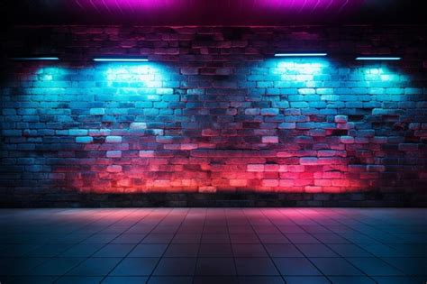 Premium Photo Modern Futuristic Neon Lights On Wall Ai Generative