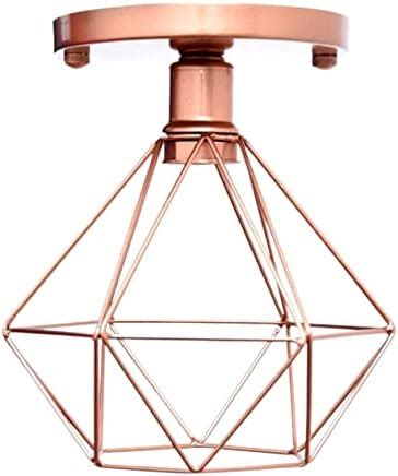 Lustre De Teto Industrial Plafon Retrô Aramado Diamante Rose Escuro