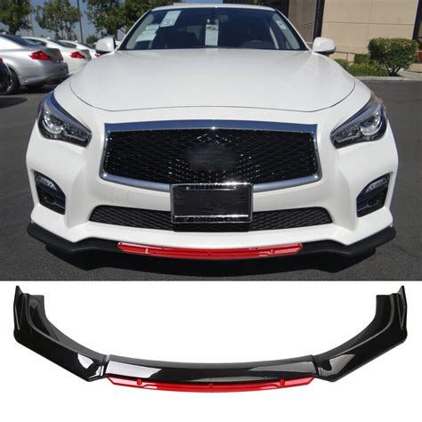 Front Bumper Lip Spoiler Splitter Glossy Black For Infiniti Q Q Q