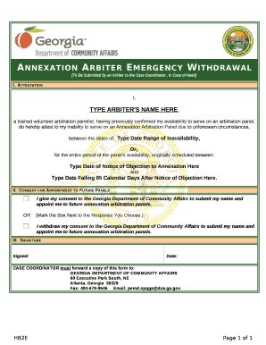 Annexation Arbiter Emergency Withdrawal Doc Template PdfFiller