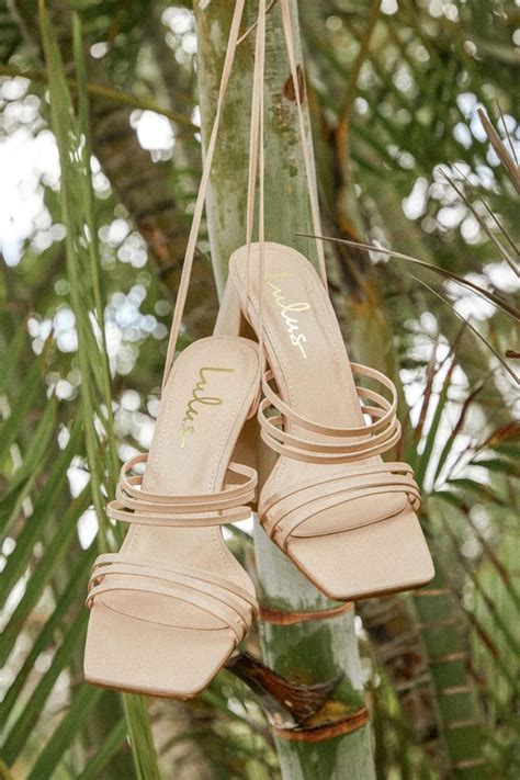 Light Nude Strappy Sandals Lace Up Heels High Heel Sandals Lulus