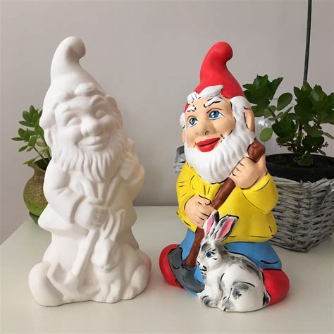 Ceramic Gnome Ready To Paint Bisque Garden Decorations Etsy