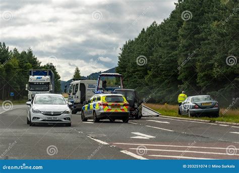 The Serious Car Crash On A Scottish Road With A Police Already