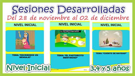 SESIONES DESARROLLADAS Del 28 De Noviembre Al 02 De Diciembre Para