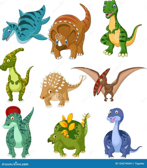 Grupo Da Coleção Dos Dinossauros Dos Desenhos Animados Ilustração do