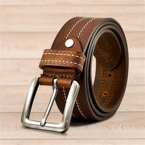 Full Grain Leather Belts Mens Casual Dress Jeans Belt Black Brown