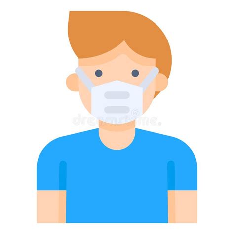 Man Wearing A Surgical Mask Flat Style Icon Stock Vector Illustration Of Contagious Epidemic