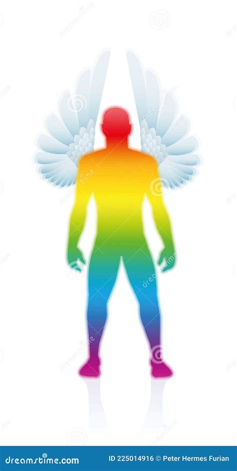 Guardian Angel Male Guardian Spirit Rainbow Aura Stock Vector