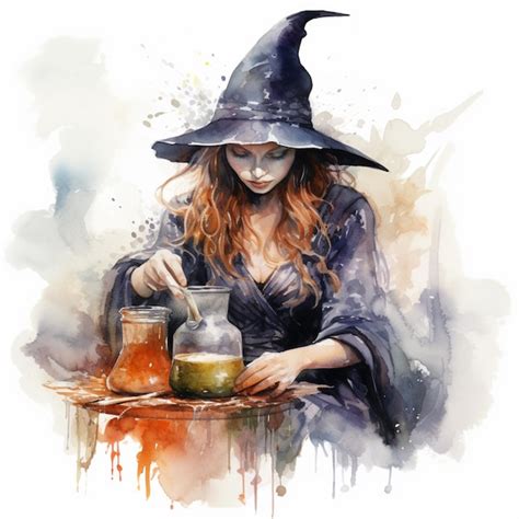 Premium Photo Painting Of A Woman In A Witch Costume Preparing A