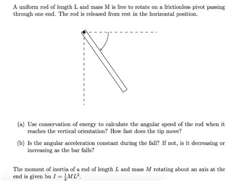 Solved A Uniform Rod Of Length L And Mass M Is Free To