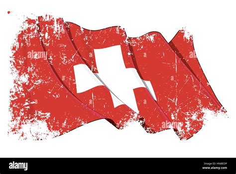 Grunge Vector Illustration Of A Waving Swiss Flag All Elements Neatly Organized Texture Lines