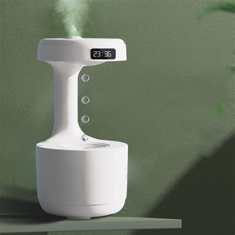 Bedroom Anti Gravity Humidifier With Clock Water Drop Wallace Mart