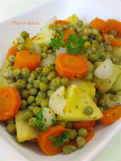 Poêlée de légumes petits pois carottes fonds dartichauts et pommes