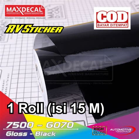 ROLL Sticker Hitam Glossy Maxdecal 1 Roll Isi 15 Meter Tinggi 45 Cm