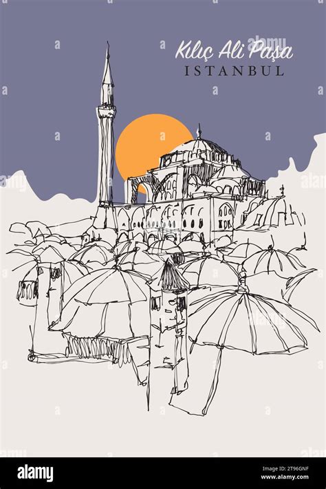 Vector Hand Drawn Sketch Illustration Of Kilic Ali Pasha Mosque In