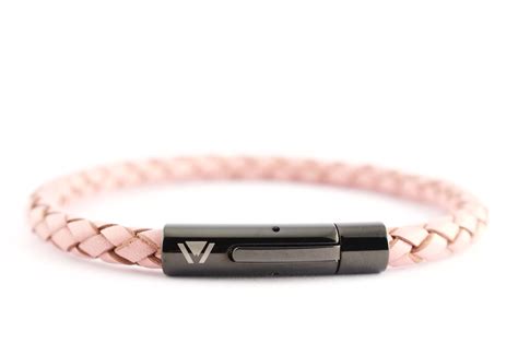 Pink 5mm Braided Leather Bracelet With Push Button Clasp Wbracelet