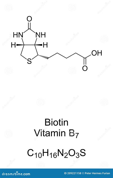 Biotina Vitamina B7 Fórmula Química Y Estructura Esquelética