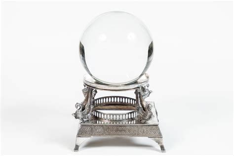 Large Vintage Crystal Ball On Antique Silverplate Base At 1stdibs