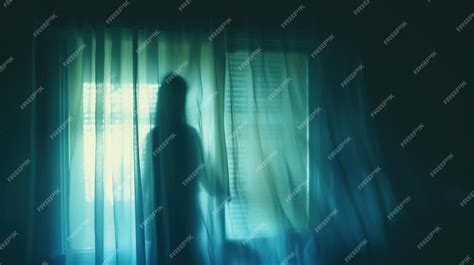 Premium Ai Image Blurred Ghost Silhouette In Bedroom Window At Night