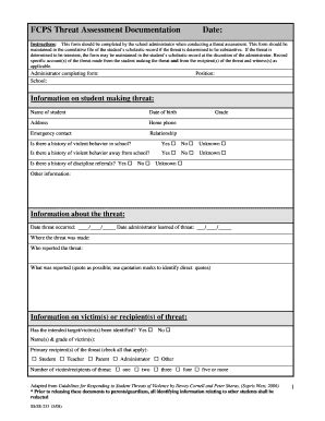 Threat Assessment Forms Rems Ed Fill And Sign Printable Template Online