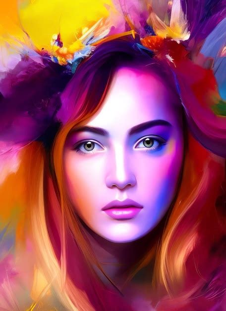 Premium Photo | Colorful painting of a beautiful woman's face, Portrait of a beautiful woman