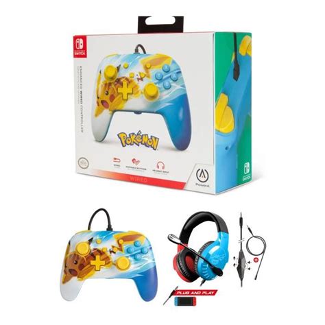 Manette Switch Filaire Nintendo Pikachu Pokemon Charge Officielle