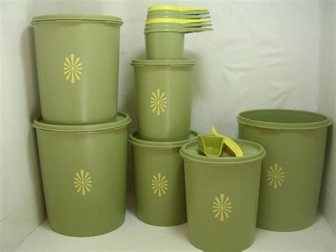 Vintage Avocado Green Tupperware Canisters And By Retrorezurection