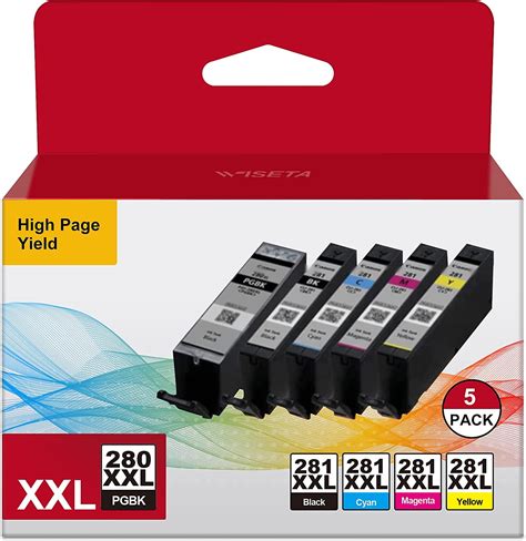 PGI 280XXL CLI 281XXL 5 Color Value Pack Compatible Ink Cartridge For