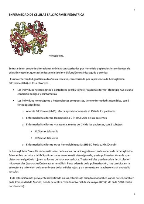 Enfermedad De Celulas Falciformes Pediatrica Pdf