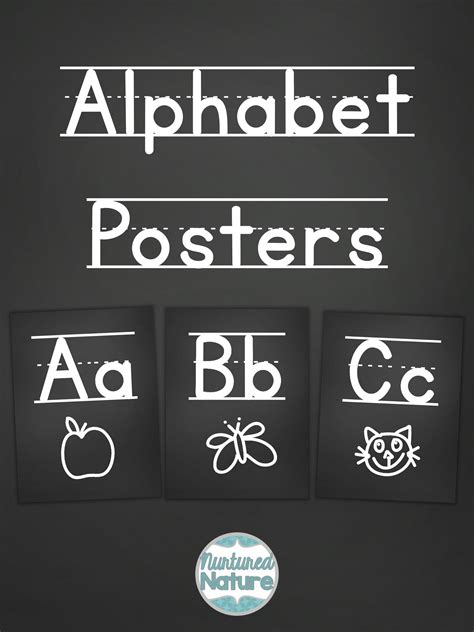 Lined Chalkboard Classroom Alphabet Abc Poster Set Printable Etsy