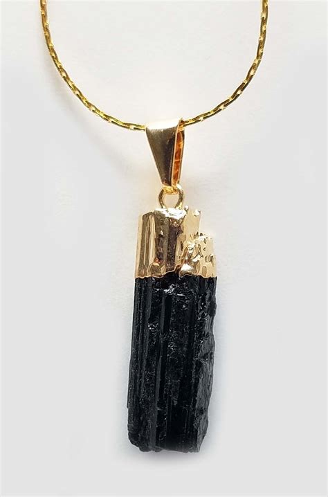 Plated Rough Black Tourmaline Pendant Pikes Peak Rock Shop