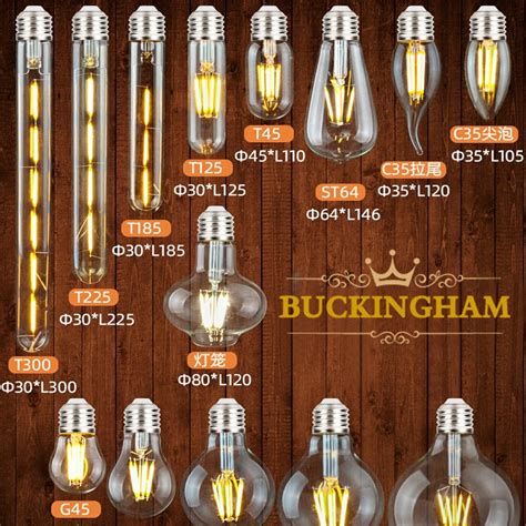 Vintage Led Edison Bulb E27 Retro Edison Lamp Filament Bulbs T45 T300 A60 St64 G45 G80 G95 C35