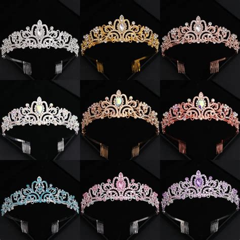 Kristall Brautkrone Tiara Mit Kamm Party Strass Abschluss Ball Diadem