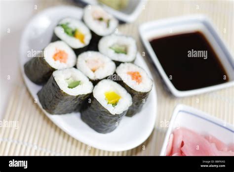 Fresh Healthy Japanese Style Sushi Finger Food Snacks Stock Photo Alamy