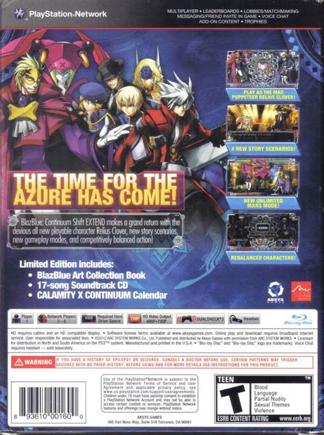 Blazblue Continuum Shift Extend Box Shot For Psp Gamefaqs