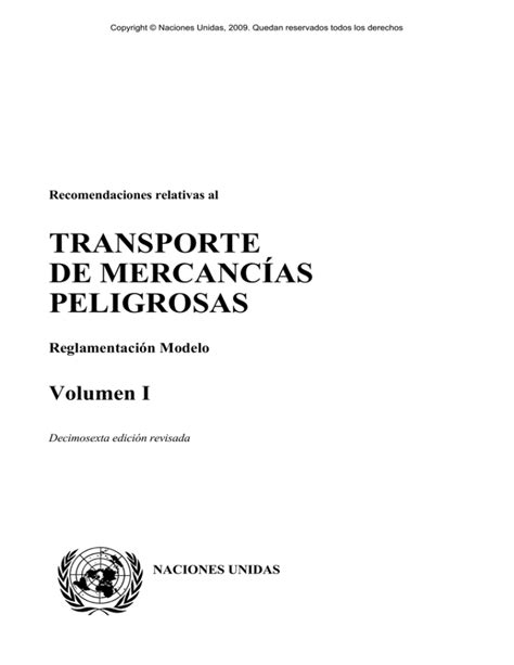 Transporte De Mercanc As Peligrosas Volumen I