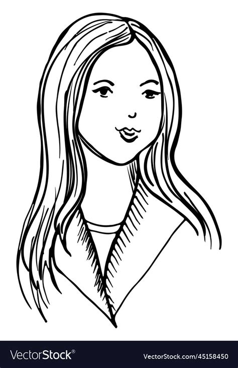 Beautiful Young Woman Drawing Female Head Sketch Vector Image