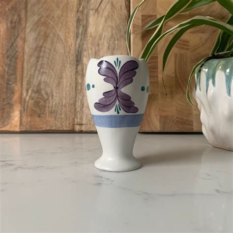 Radford Pottery Bud Vase Hand Painted Ceramic Vase Purple Green