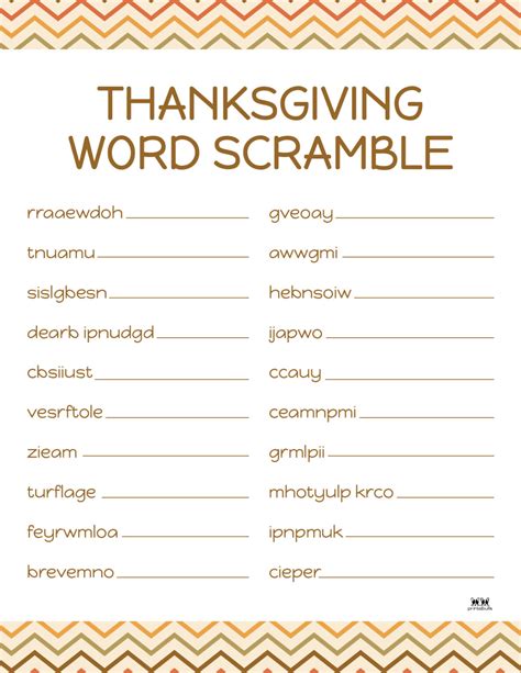 Thanksgiving Word Scrambles 10 FREE Printables Printabulls