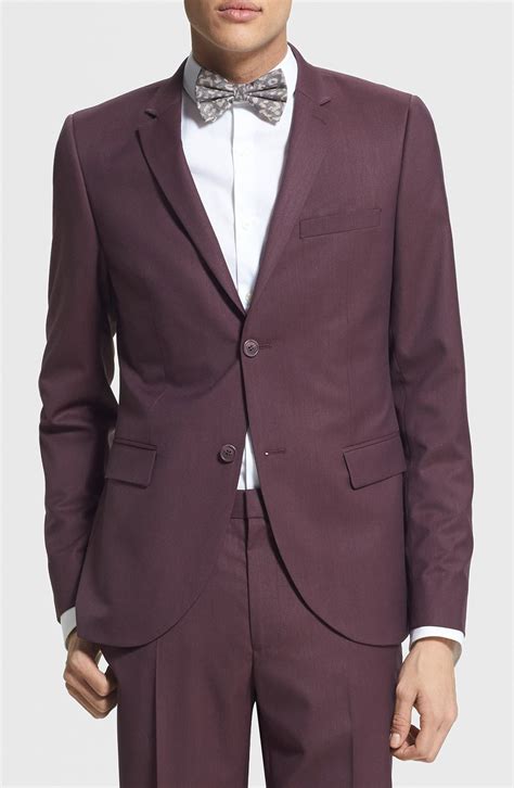 Topman Skinny Fit Burgundy Suit Jacket Nordstrom