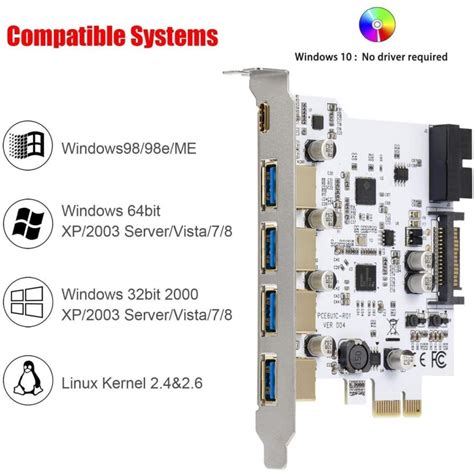 Mzhou Ports Pci E To Usb Expansion Card Type C A With Pin