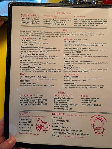 Menu At Home Slice Pizza Pizzeria Austin S Congress Ave