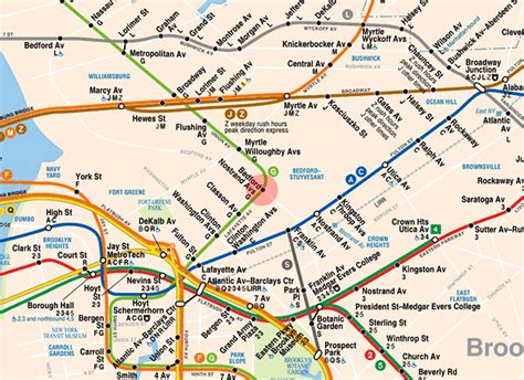 Bedford-Nostrand Avenues station map - New York subway