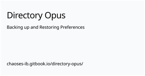 Backing Up And Restoring Preferences Directory Opus