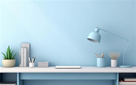 Premium Ai Image Pastel Blue Office Vibes Generative Ai